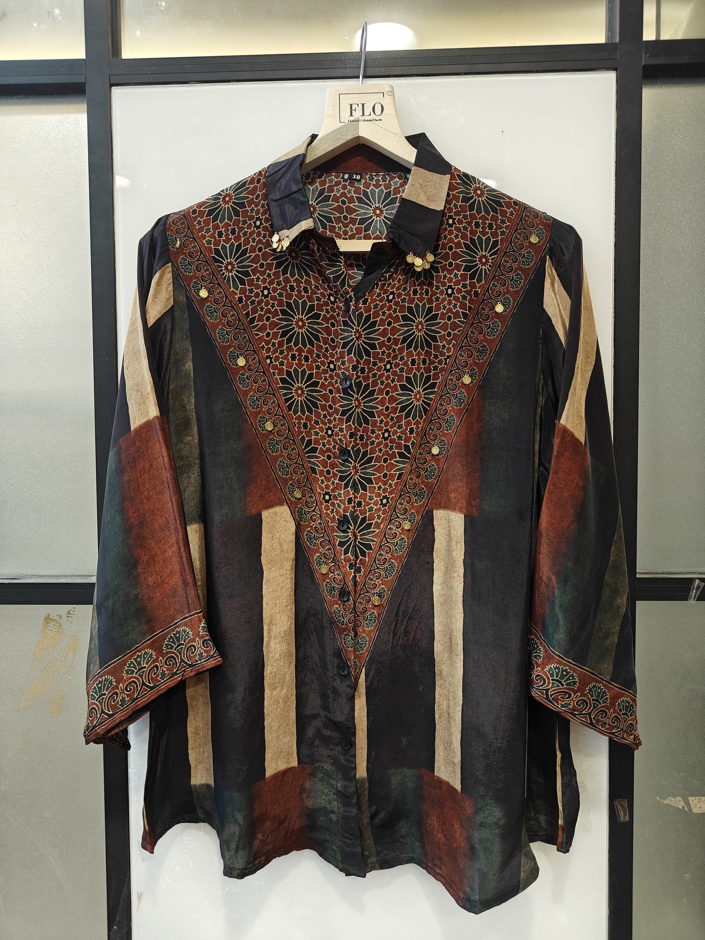 Pure crape upto 46 size smart shirt (B613)