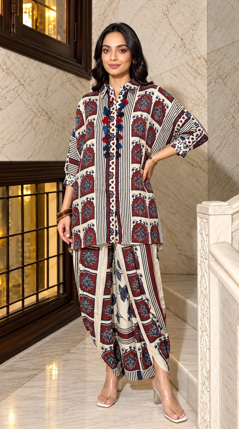 Pure crape dhoti style smart two piece cordset (C721)