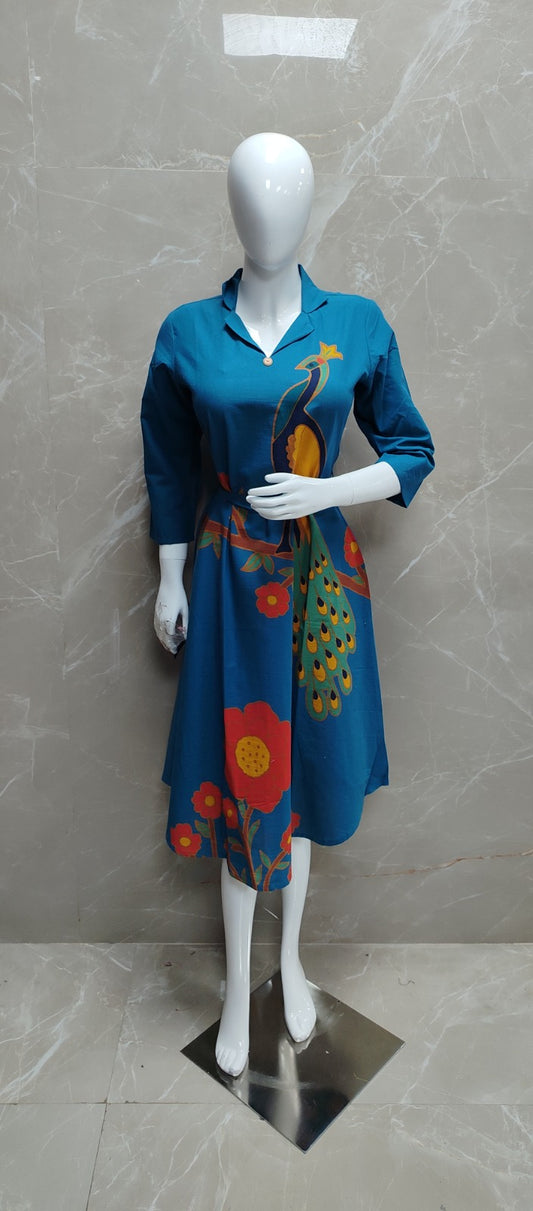 Smart handloom cotton one piece dress (C308