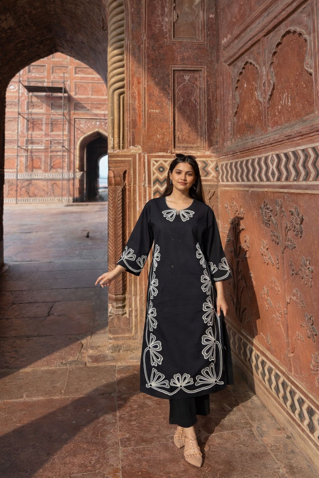 Premium cotton with heavy thread work two piece cordset (B368)