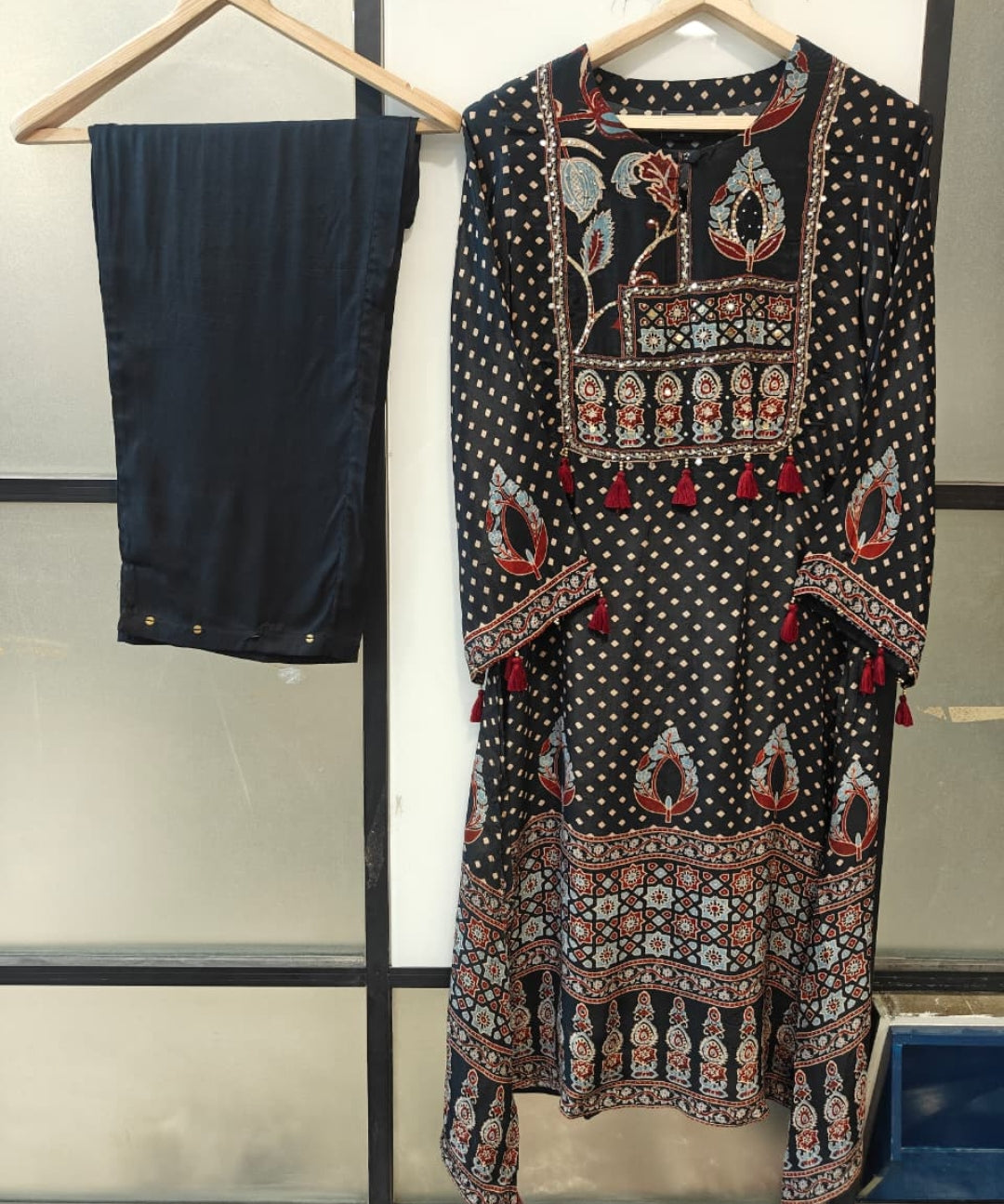 Natural crape Ajrakh print smart two piece cordset (S286)