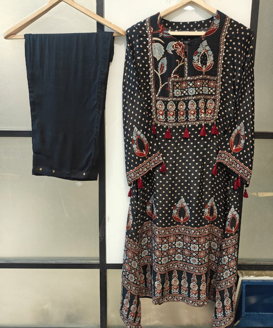 Natural crape Ajrakh print smart two piece cordset (S286)