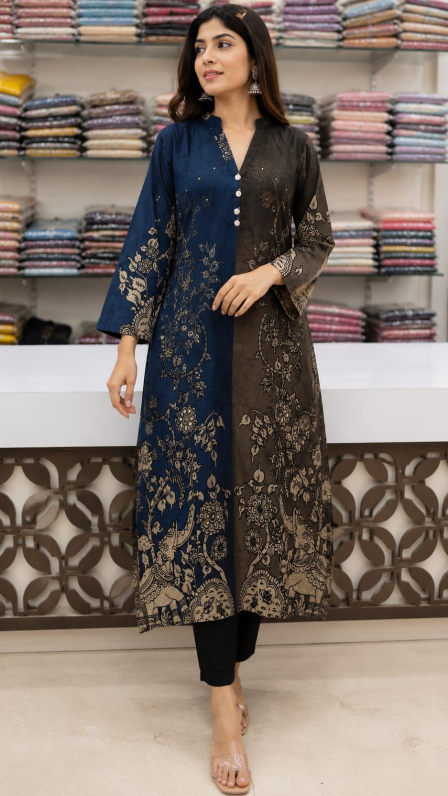 Pure mul silk kalamkari print two piece cordset (C580)