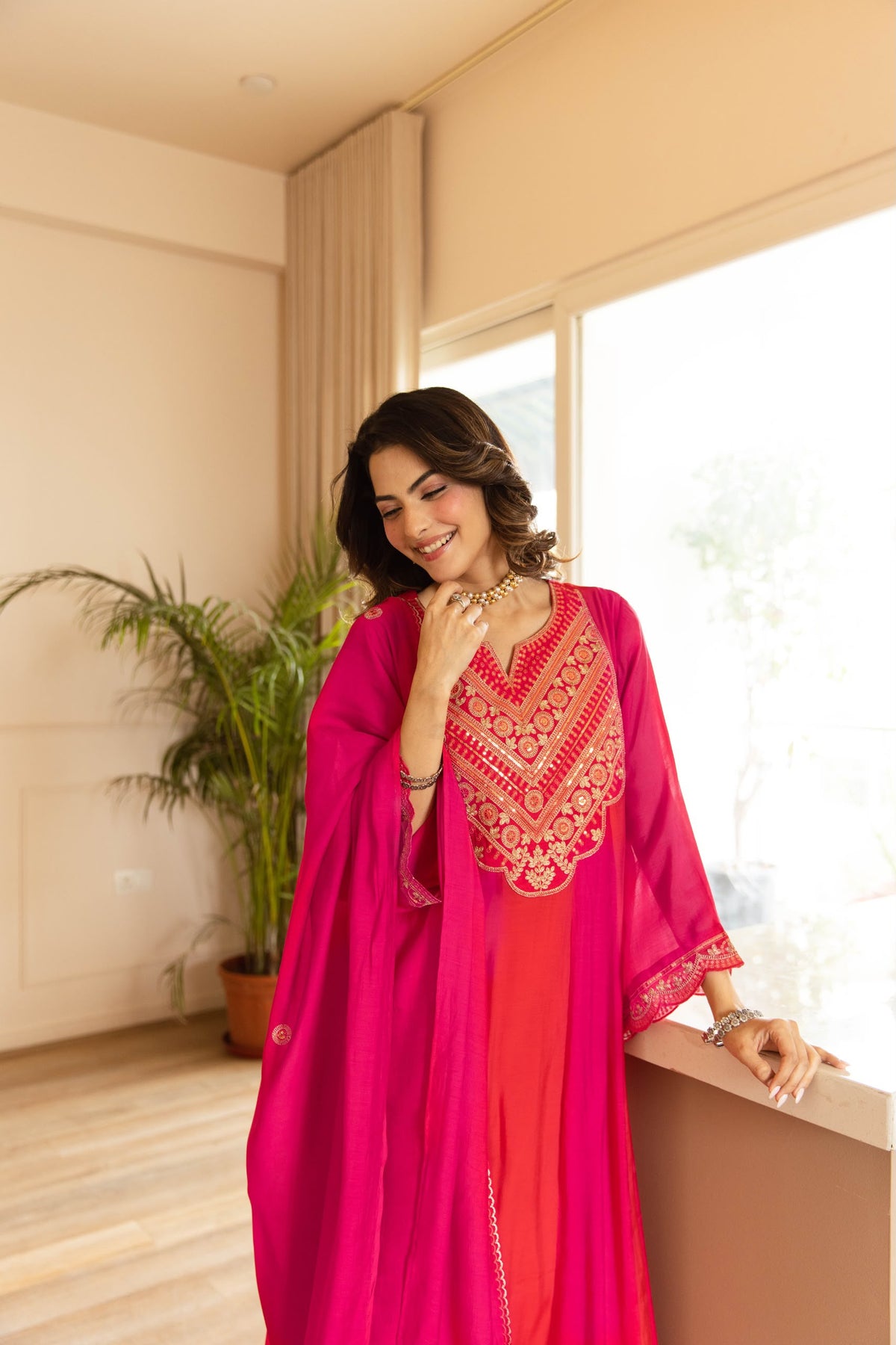 Pure muslin with lining flared anarkali three piece set (S410)