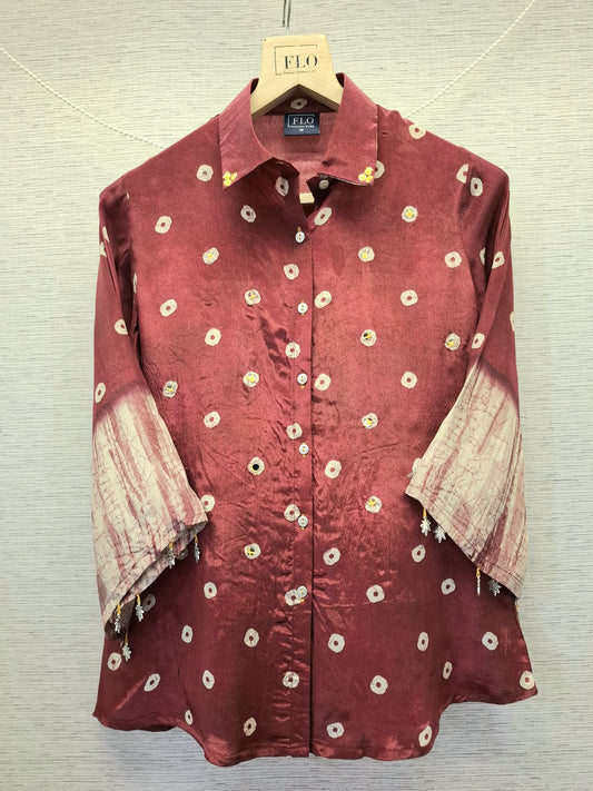 Natural crape bandani print smart shirt (C261)