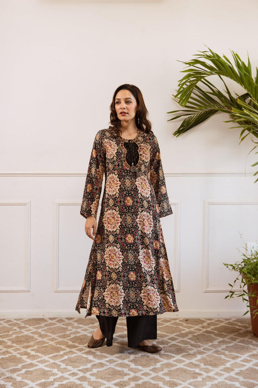 Black cotton modal two piece cordset (A810)