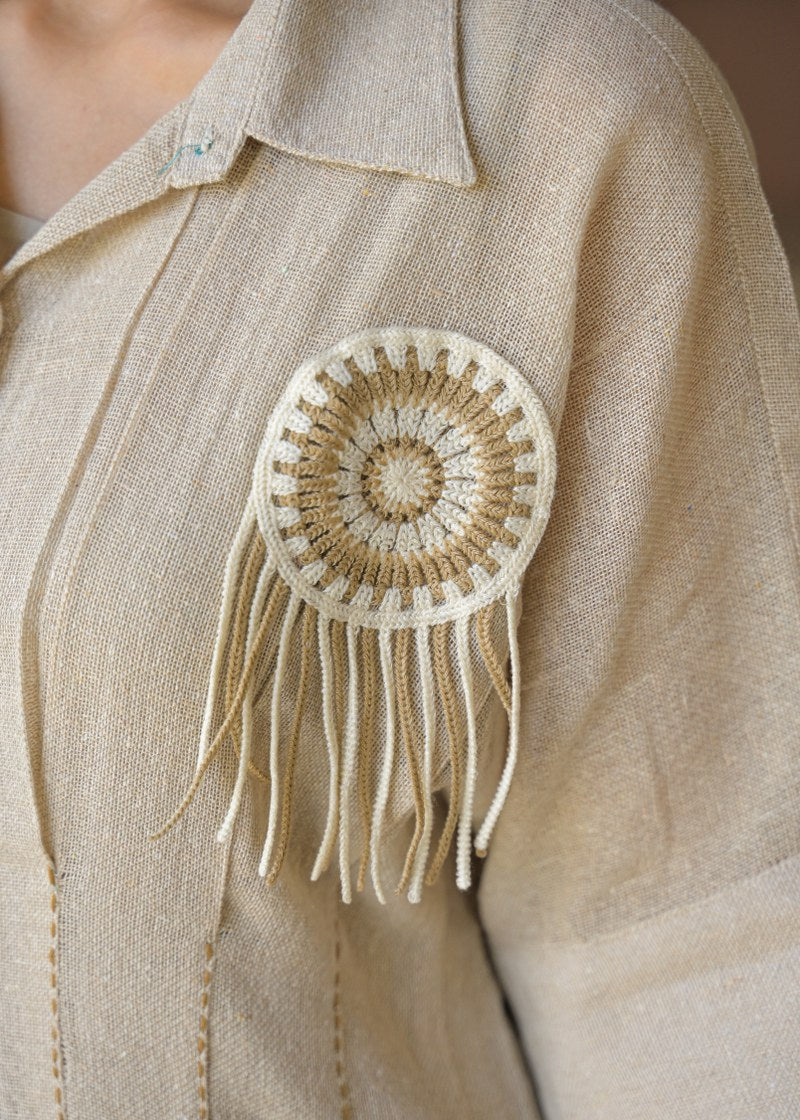 Jute linen with lining smart one piece dress (S162)