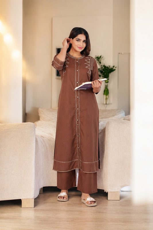 Cotton linen smart two piece cordset (B654)