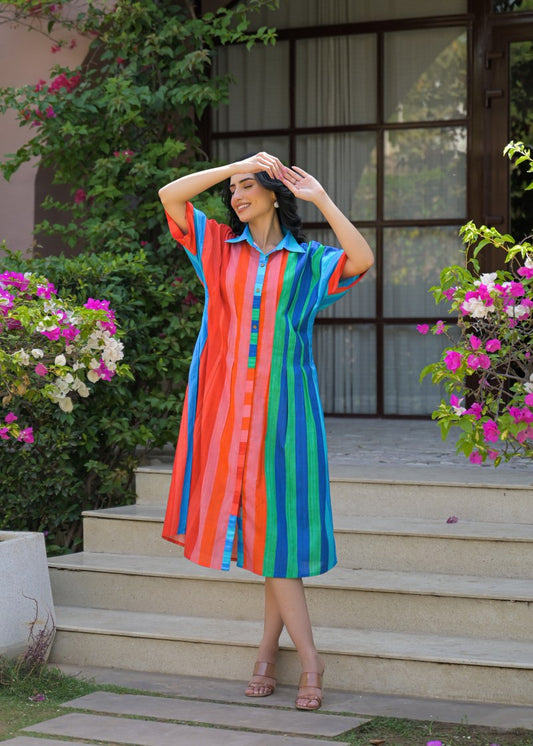 Cotton with lining smart one piece dress (B688) next week dispatch