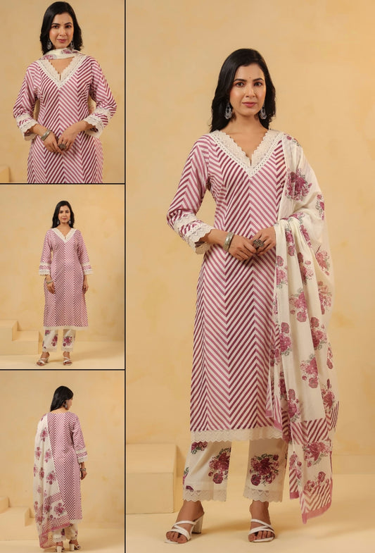 Lilac pure cotton three piece set (A488)
