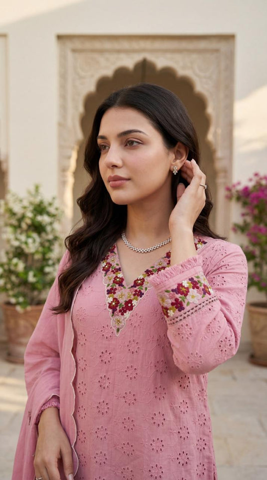 Hakoba chikankari three piece set (B490)