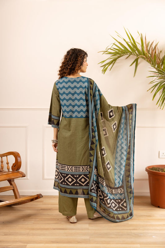 Pure cotton ajrakh print must buy a three piece set (B431)(dispatch next week)