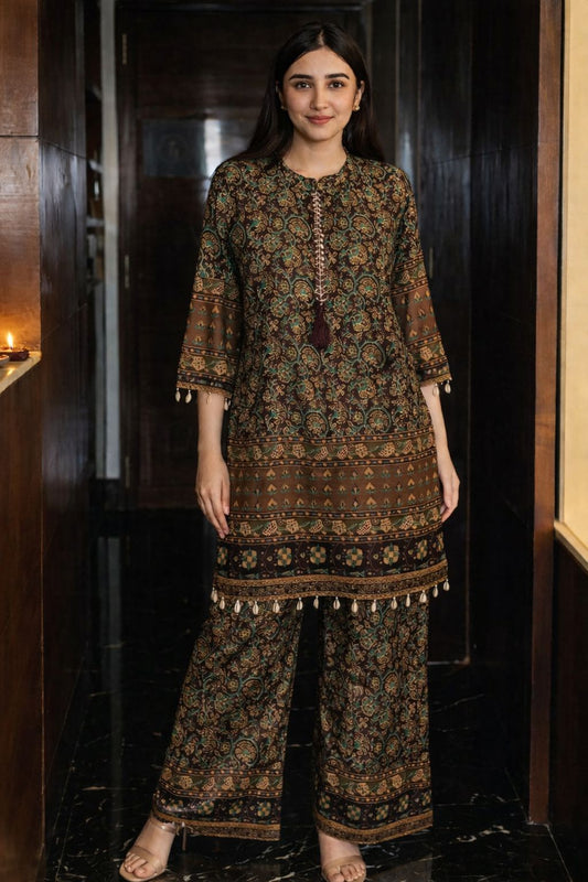 Cotton modal smart two piece cordset (B424)