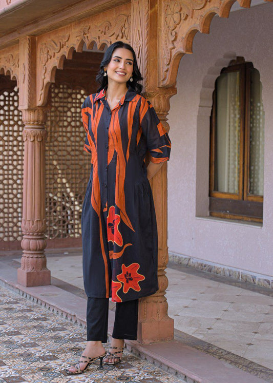 Pure cotton digital print smart two piece cordset (B924)