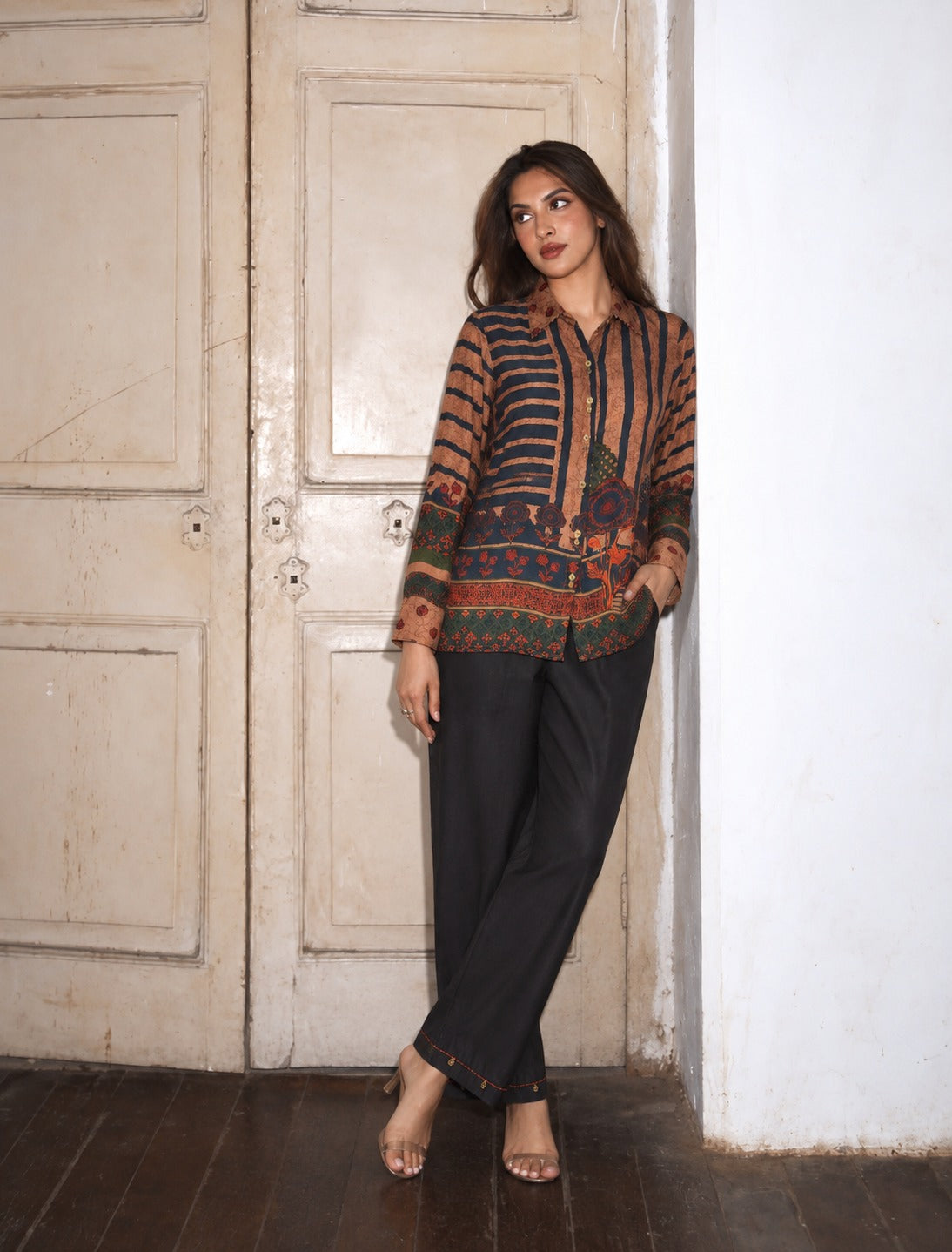 Crape digital print smart two piece cordset (S363)