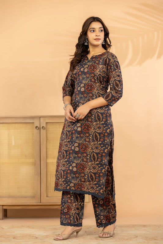 Pure cotton kalamkari two piece cordset (S145)