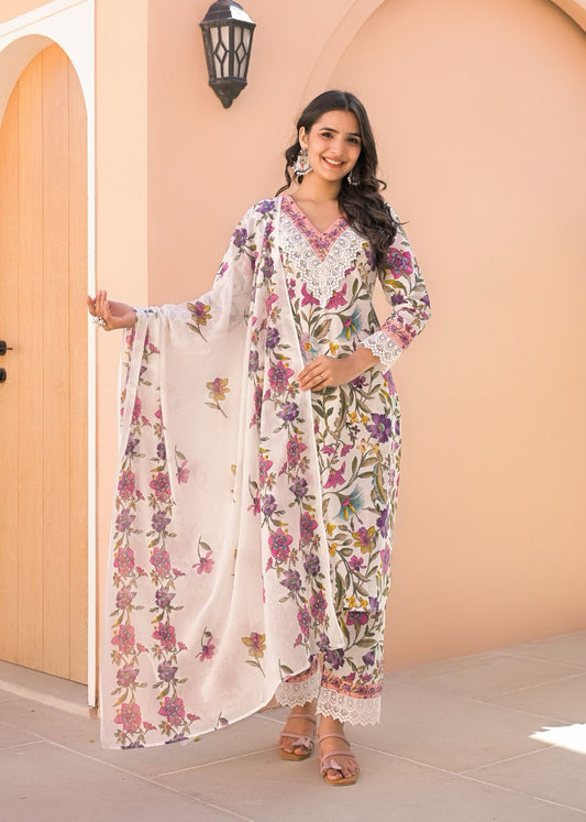 Digital print pure cotton pakistani three piece set (P1925)