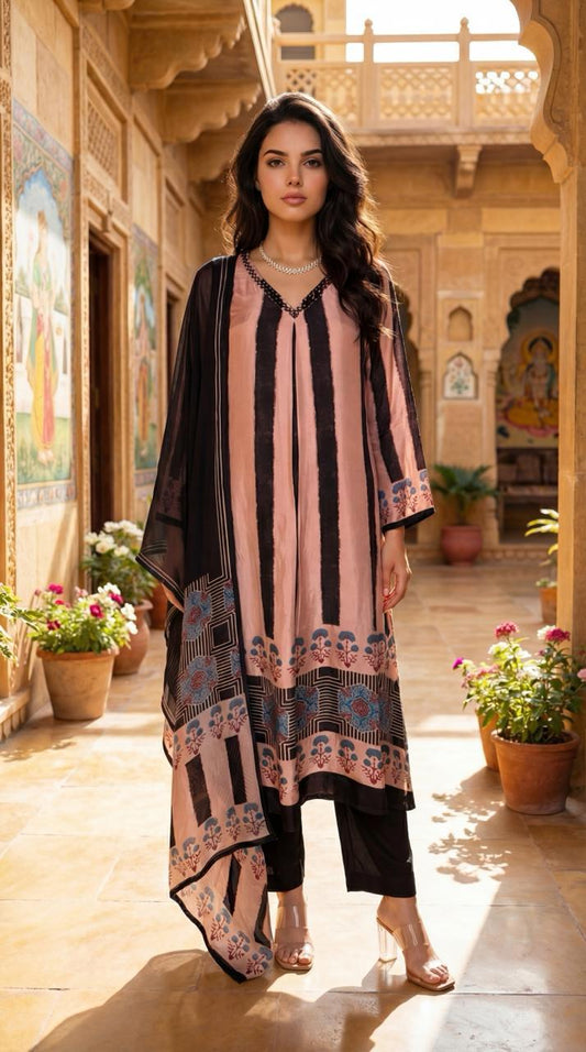 Pure silk designer three piece set (A1454)