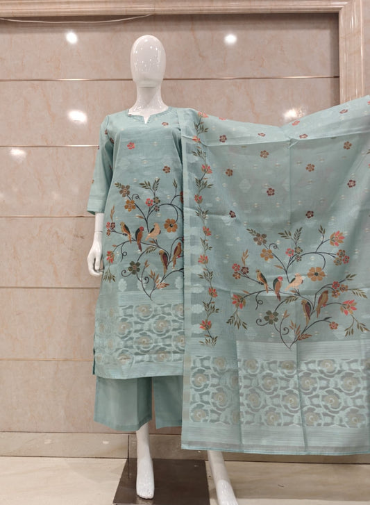 Jacquard cotton with lining smart three piece set (B729)