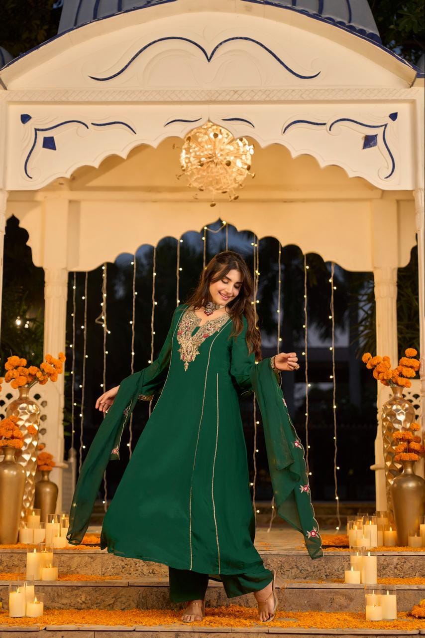 Pure chinnon A line pattern with lining designer three piece set (S439)