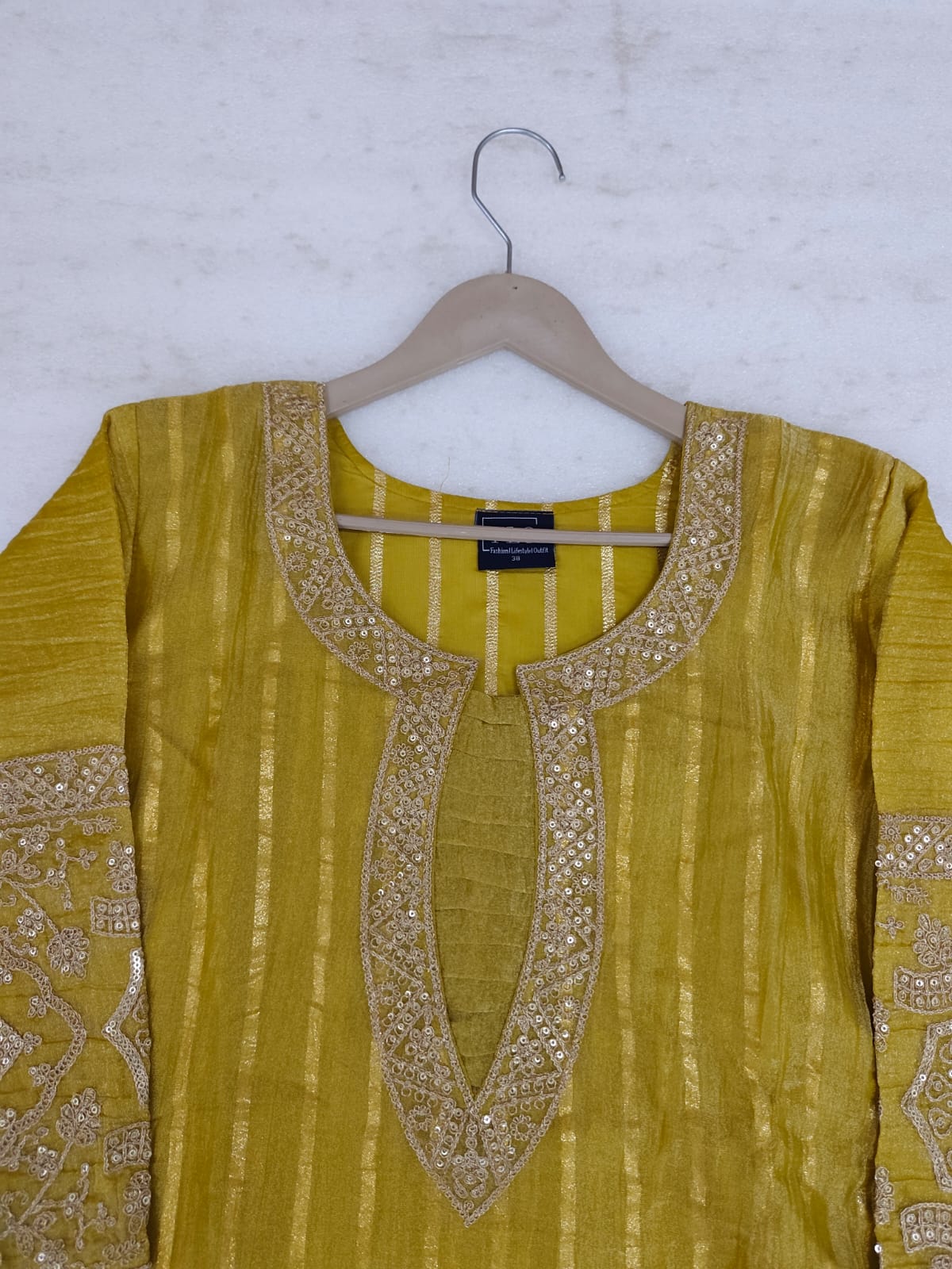 Salsa tissue fabric with adda work three piece set (C434)