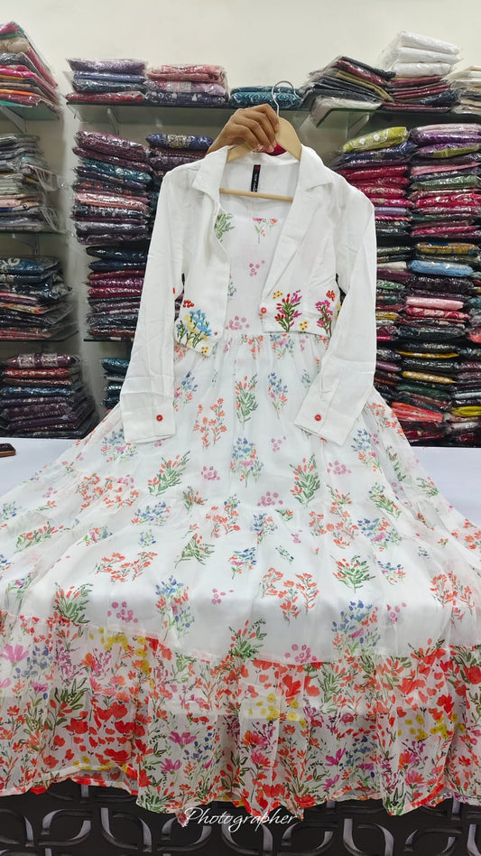Pure chiffon with detachable shrug smart dress (B735)