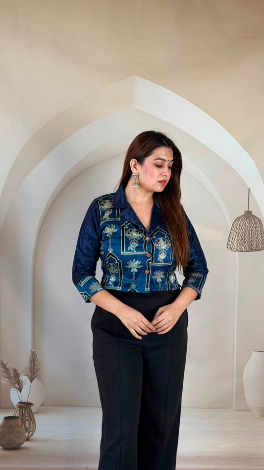 Modal silk with lining smart crop top (S233)