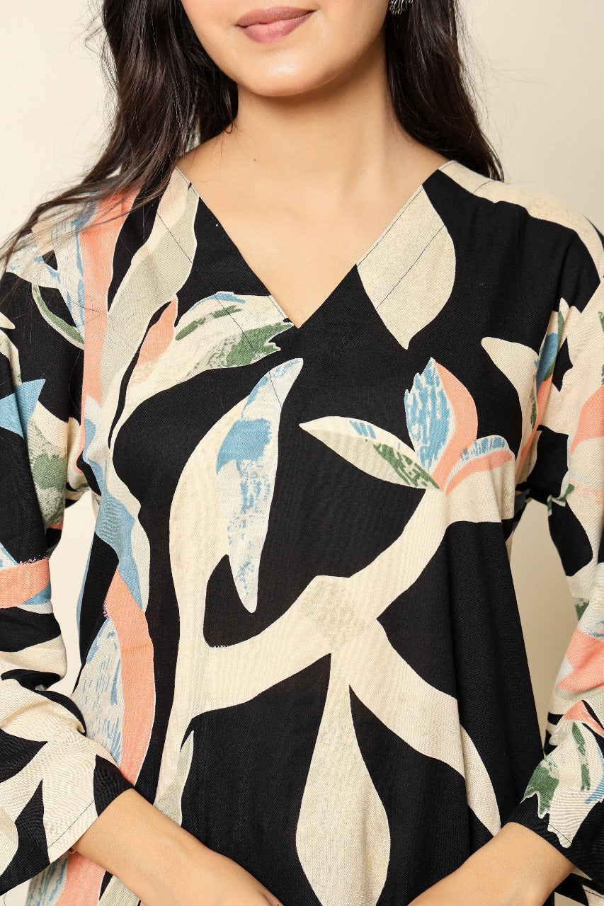 Black cotton modal designer two piece cordset (A1198)