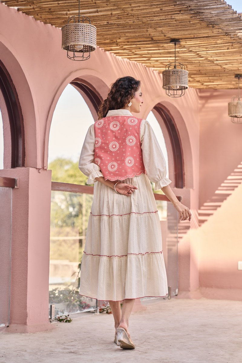 Dobi cotton with lining and paired with embroidered shrug...(B548)