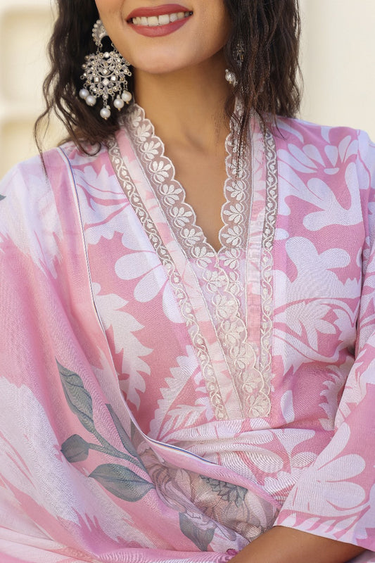 Light pink pure cotton pakistani pattern three piece (P1904)