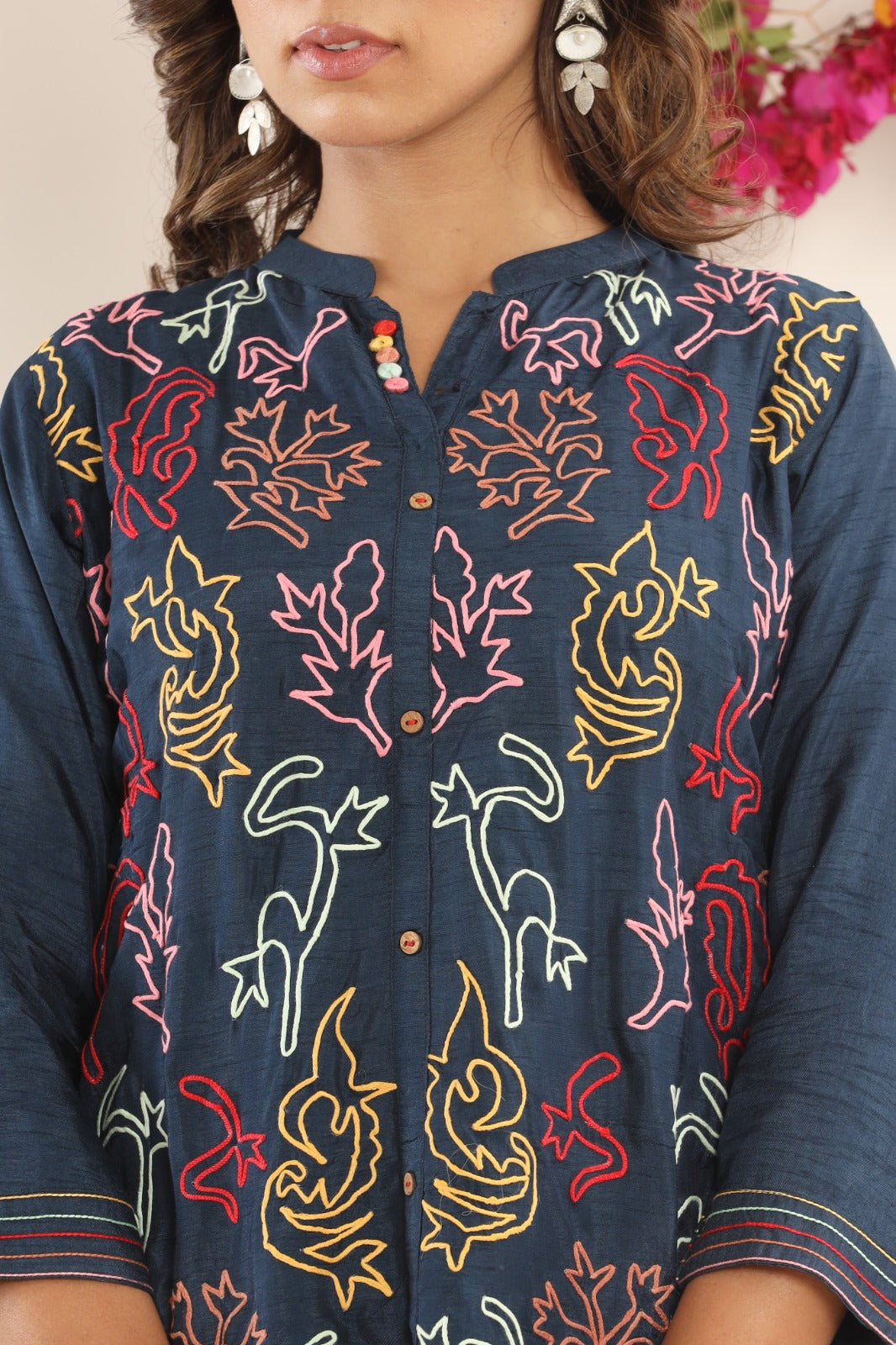 Pure muslin with thread embroidery two piece cordset (A1712)