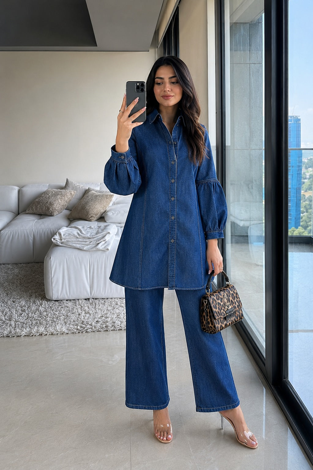 Soft denim smart two piece cordset (S275)