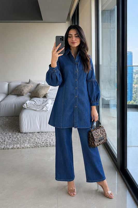 Soft denim smart two piece cordset (S275)