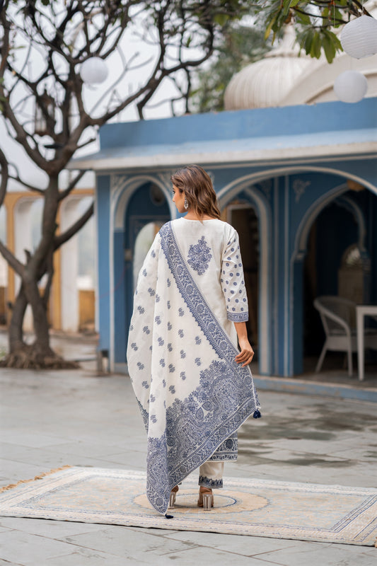 Pure jamdani fully weaved three piece set (B716)