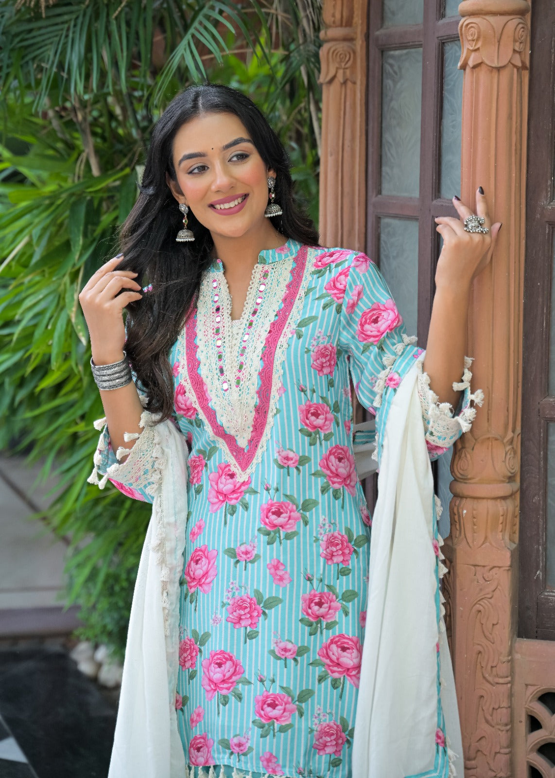 Pure muslin with lining and farshi salwar with dupatta very beautiful three piece set (C202)