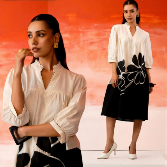 Smart linen one piece dress (A1658)