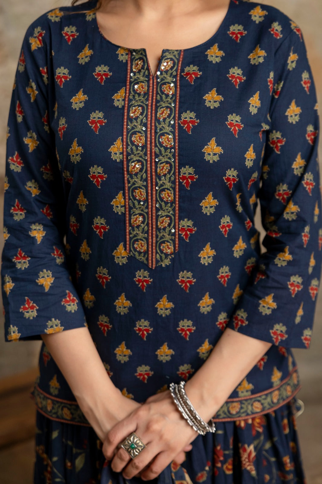 Pure cotton smart top with flared skirt with dupatta (S205)