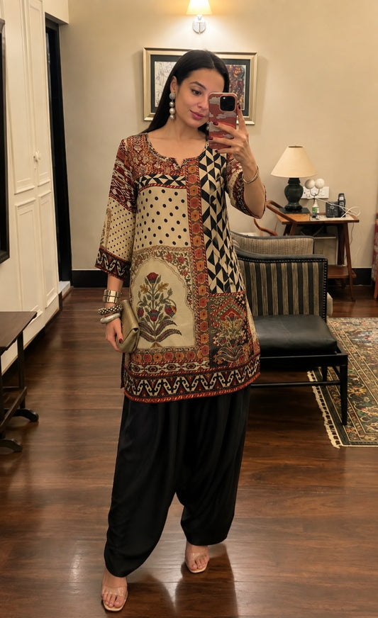 crape smart two piece cordset with farshi salwar (S319)