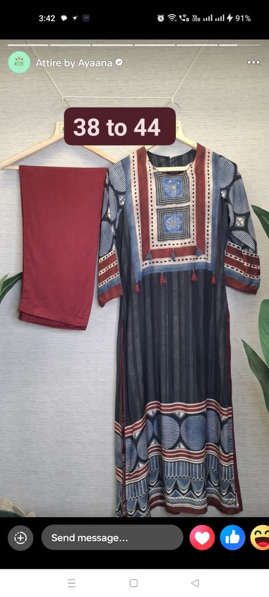 Pure mul silk varj bhumi concept two piece set (A851)