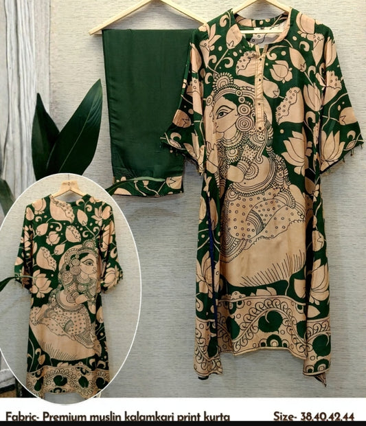 Pure crape kalamkari print two piece cordset A1473