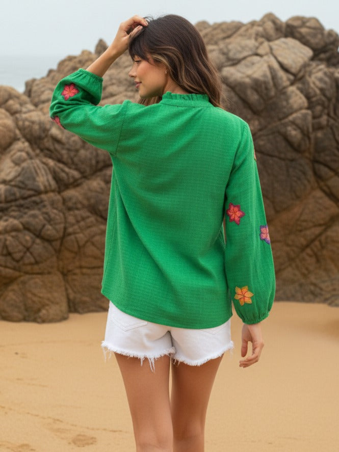 Smart cotton embroidered top (B884)