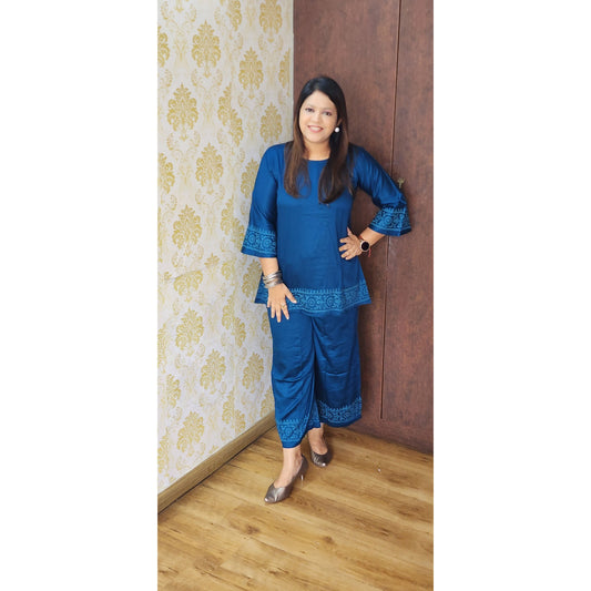 Blue gaji silk cordset (T73)