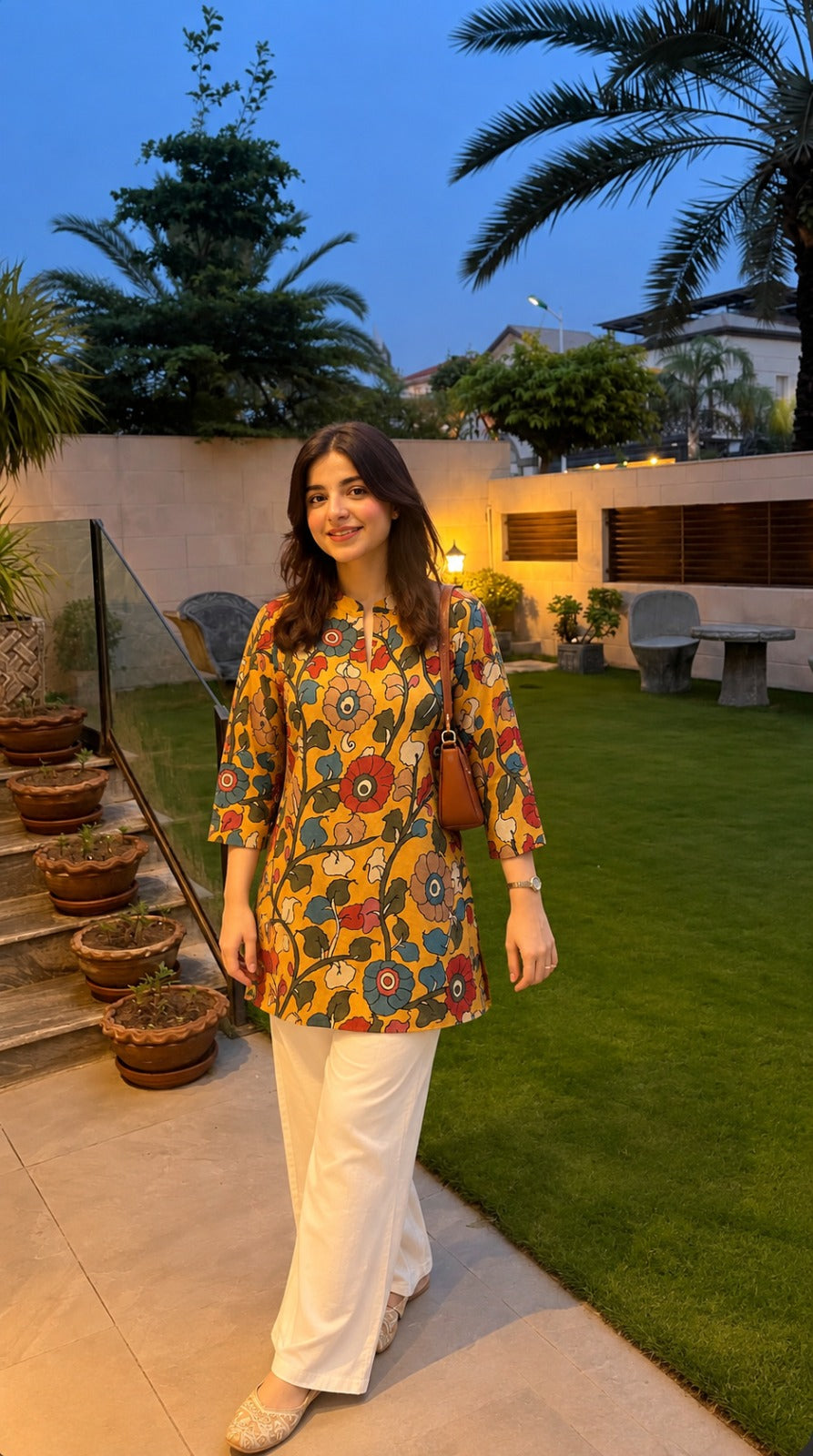 Pure muslin kalamkari print smart top (S399)