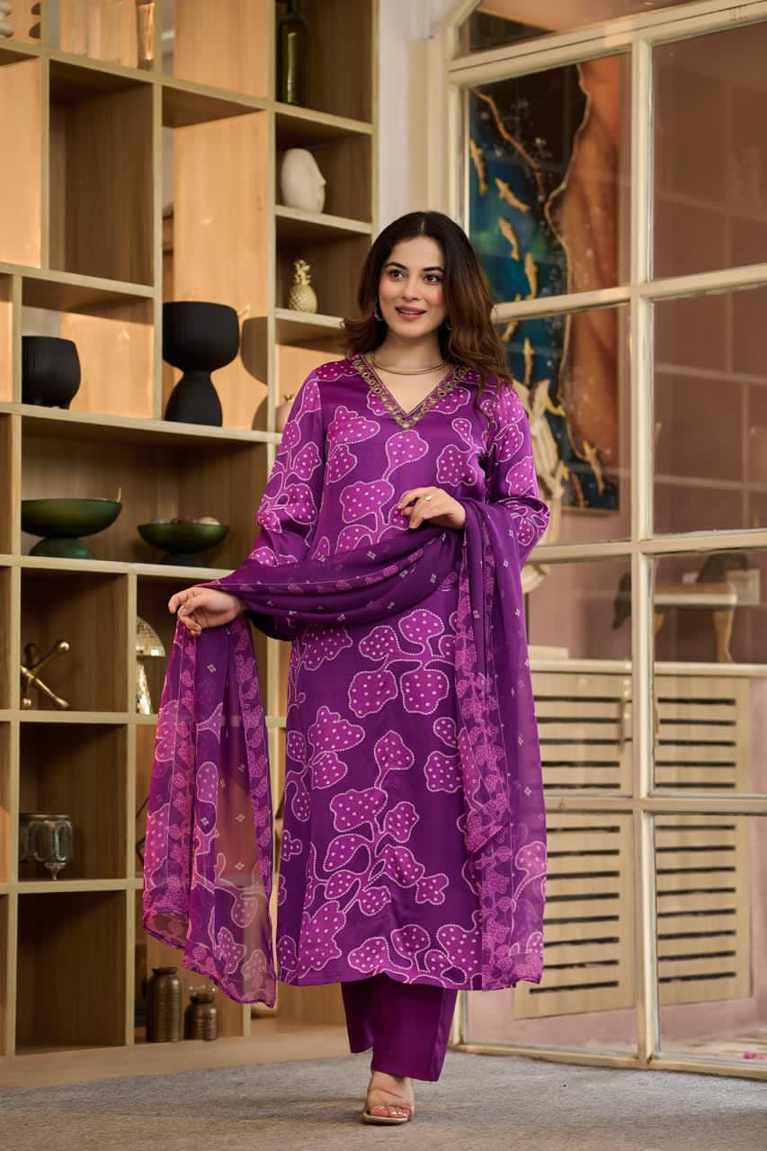 Pure gaji silk three piece set (C437)