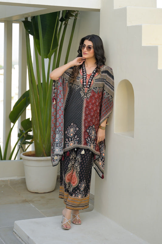 Pure Crape stylish kaftan stylish cordset (C799)