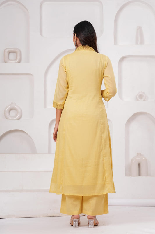 Pure cotton with lining full thread work two piece cordset (B290)