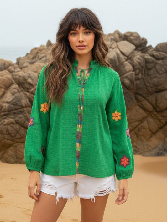 Smart cotton embroidered top (B884)