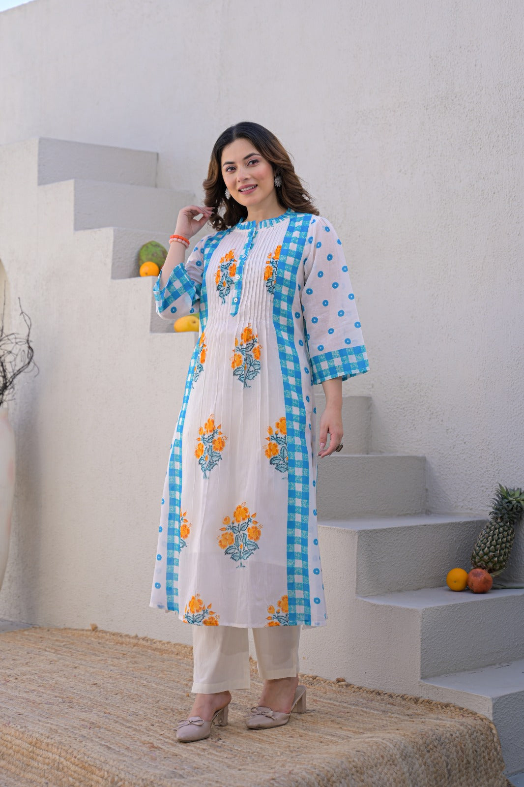 Pure mul cotton with lining very summery smart two piece set (B1037)