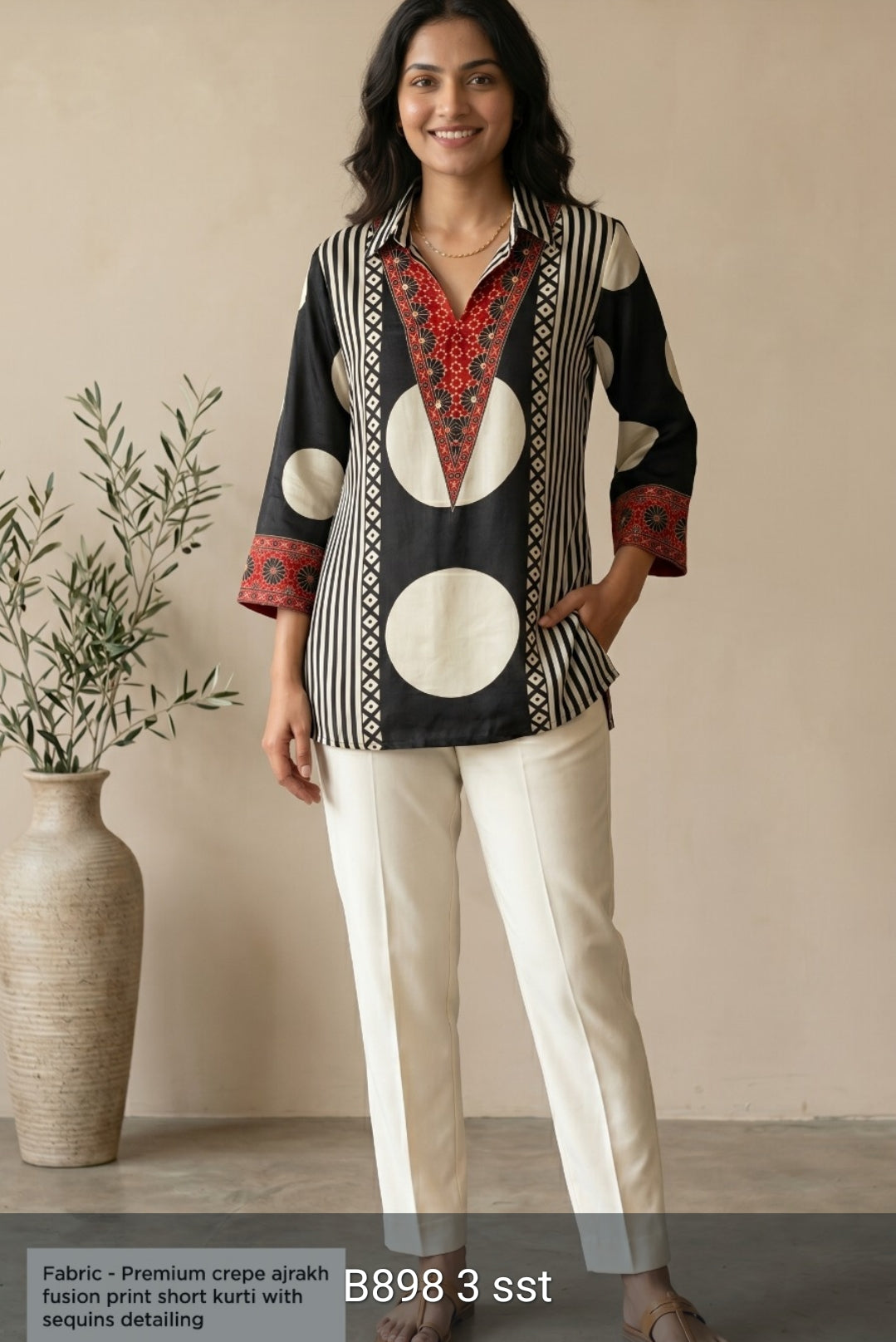 Natural crape smart shirt (B898)