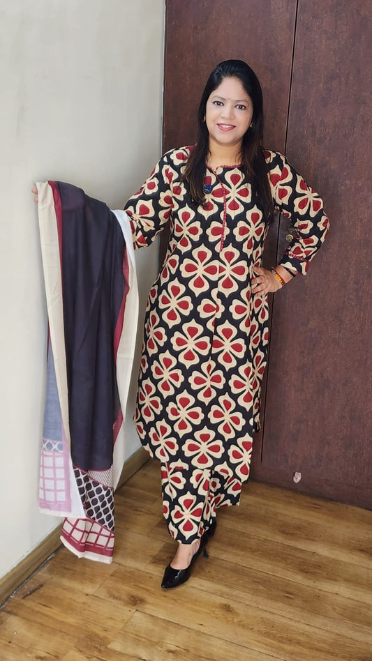 Black pure cotton three piece set (A1176)